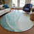8' Teal Blue Aqua And Mint Green Round Abstract Washable Indoor Outdoor Area Rug