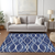 10' X 14' Navy Blue And Denim Blue Abstract Washable Indoor Outdoor Area Rug
