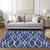 10' X 14' Navy Blue And Denim Blue Abstract Washable Indoor Outdoor Area Rug Transitional Style - Navy Blue, Denim Blue Color