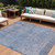 9' X 12' Blue And Ivory Abstract Washable Indoor Outdoor Area Rug - Blue, Ivory
