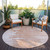 8' Terra Cotta Salmon And Copper Round Abstract Washable Indoor Outdoor Area Rug