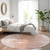 8' Terra Cotta Salmon And Copper Round Abstract Washable Indoor Outdoor Area Rug