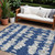 9' X 12' Navy Blue Gray And Ivory Striped Washable Indoor Outdoor Area Rug - Navy Blue, Gray, Ivory