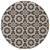 8' Charcoal Silver And Copper Round Floral Medallion Washable Indoor Outdoor Area Rug