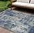 10' X 14' Navy Blue Gray And Ivory Abstract Washable Indoor Outdoor Area Rug - 608219255756