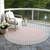 8' Silver And Pink Round Striped Washable Indoor Outdoor Area Rug