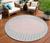 8' Silver And Pink Round Striped Washable Indoor Outdoor Area Rug