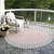 8' Silver And Pink Round Striped Washable Indoor Outdoor Area Rug