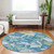 8' Denim Blue And Olive Green Round Abstract Washable Indoor Outdoor Area Rug