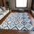 8' X 10' Navy Blue And Ivory Geometric Washable Indoor Outdoor Area Rug