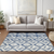 8' X 10' Navy Blue And Ivory Geometric Washable Indoor Outdoor Area Rug