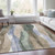 10' X 14' Beige And Denim Blue Abstract Washable Indoor Outdoor Area Rug