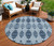 8' Navy Blue And Denim Blue Round Moroccan Washable Indoor Outdoor Area Rug