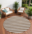 8' Round Chocolate Round Striped Washable Non Skid Indoor Outdoor Area Rug
