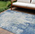10' X 14' Denim Blue And Ivory Abstract Washable Indoor Outdoor Area Rug Transitional Style - Denim Blue, Ivory Color