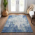 10' X 14' Denim Blue And Ivory Abstract Washable Indoor Outdoor Area Rug Transitional Style - Denim Blue, Ivory Color