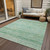 9' X 12' Artichoke Green And Beige Trellis Washable Indoor Outdoor Area Rug