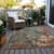 9' X 12' Pale Aqua Copper And Beige Abstract Washable Indoor Outdoor Area Rug