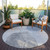 8' Denim Blue And Sky Blue Round Abstract Washable Indoor Outdoor Area Rug Transitional Style - Denim Blue, Sky Blue Color