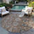 8' Brown Gray And Charcoal Round Oriental Washable Indoor Outdoor Area Rug