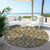8' Brown Beige And Tan Round Geometric Washable Indoor Outdoor Area Rug