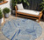 8' Denim Blue Gray And Ivory Round Geometric Washable Indoor Outdoor Area Rug