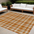 9' X 12' Orange And Ivory Plaid Washable Indoor Outdoor Area Rug
