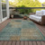 8' X 10' Teal Blue Brown And Taupe Abstract Washable Indoor Outdoor Area Rug
