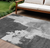 9' X 12' Gray And Smoky Black Abstract Washable Indoor Outdoor Area Rug
