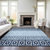 9' X 12' Blue Sky Blue And Ivory Geometric Washable Indoor Outdoor Area Rug