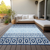9' X 12' Blue Sky Blue And Ivory Geometric Washable Indoor Outdoor Area Rug