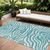 10' X 14' Teal Blue And Ivory Animal Print Washable Indoor Outdoor Area Rug