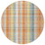 8' Peach Ivory And Orange Round Plaid Washable Indoor Outdoor Area Rug
