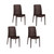 Set of Four Brown Heavy Duty Plastic Outdoor Stacking Dining Chairs