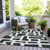 8' X 10' Black And Ivory Abstract Washable Indoor Outdoor Area Rug Transitional Style - Black, Ivory Color