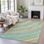 10' X 14' Teal Blue Pink And Peach Abstract Washable Indoor Outdoor Area Rug