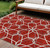 8' X 10' Red And Ivory Geometric Washable Indoor Outdoor Area Rug - 880016771091