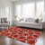 8' X 10' Red And Ivory Geometric Washable Indoor Outdoor Area Rug - 880016771091