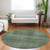 8' Olive Green And Gray Round Striped Washable Indoor Outdoor Area Rug