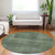 8' Olive Green And Gray Round Striped Washable Indoor Outdoor Area Rug - Olive Green, Gray