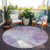 8' Lavender And Ivory Round Abstract Washable Indoor Outdoor Area Rug