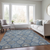 8' X 10' Navy Blue Ivory And Taupe Floral Medallion Washable Indoor Outdoor Area Rug