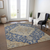 10' X 14' Navy Blue Beige And Brown Oriental Washable Indoor Outdoor Area Rug