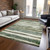 9' X 12' Sage And Beige Striped Washable Indoor Outdoor Area Rug