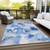 10' X 14' Navy Blue Abstract Washable Indoor Outdoor Area Rug