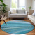 8' Teal Blue Aqua And Blue Round Abstract Washable Indoor Outdoor Area Rug