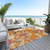 9' X 12' Orange Peach And Salmon Floral Washable Indoor Outdoor Area Rug