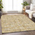 10' X 14' Gold Gray And Beige Floral Washable Indoor Outdoor Area Rug