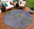 8' Purple And Green Round Abstract Washable Indoor Outdoor Area Rug - Purple, Green