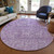 8' Lilac And Purple Round Floral Washable Indoor Outdoor Area Rug